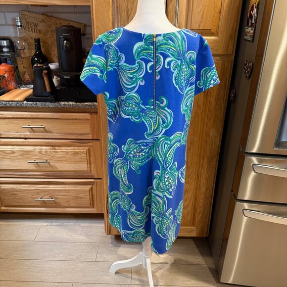 Lilly Pulitzer Layton Shift Dress XL Blue Crush “She Got Sole” EUC - Picture 2 of 11